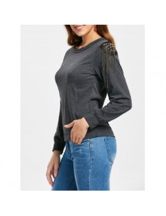 Long Sleeve Jewel Neck Solid Color T-Shirt
