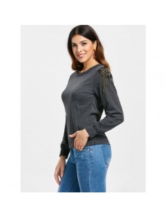 Long Sleeve Jewel Neck Solid Color T-Shirt