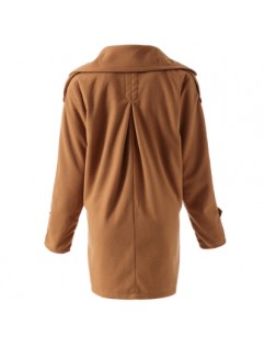 Turn-Down Neck Long Sleeve Double-Breasted Pocket Design Coat